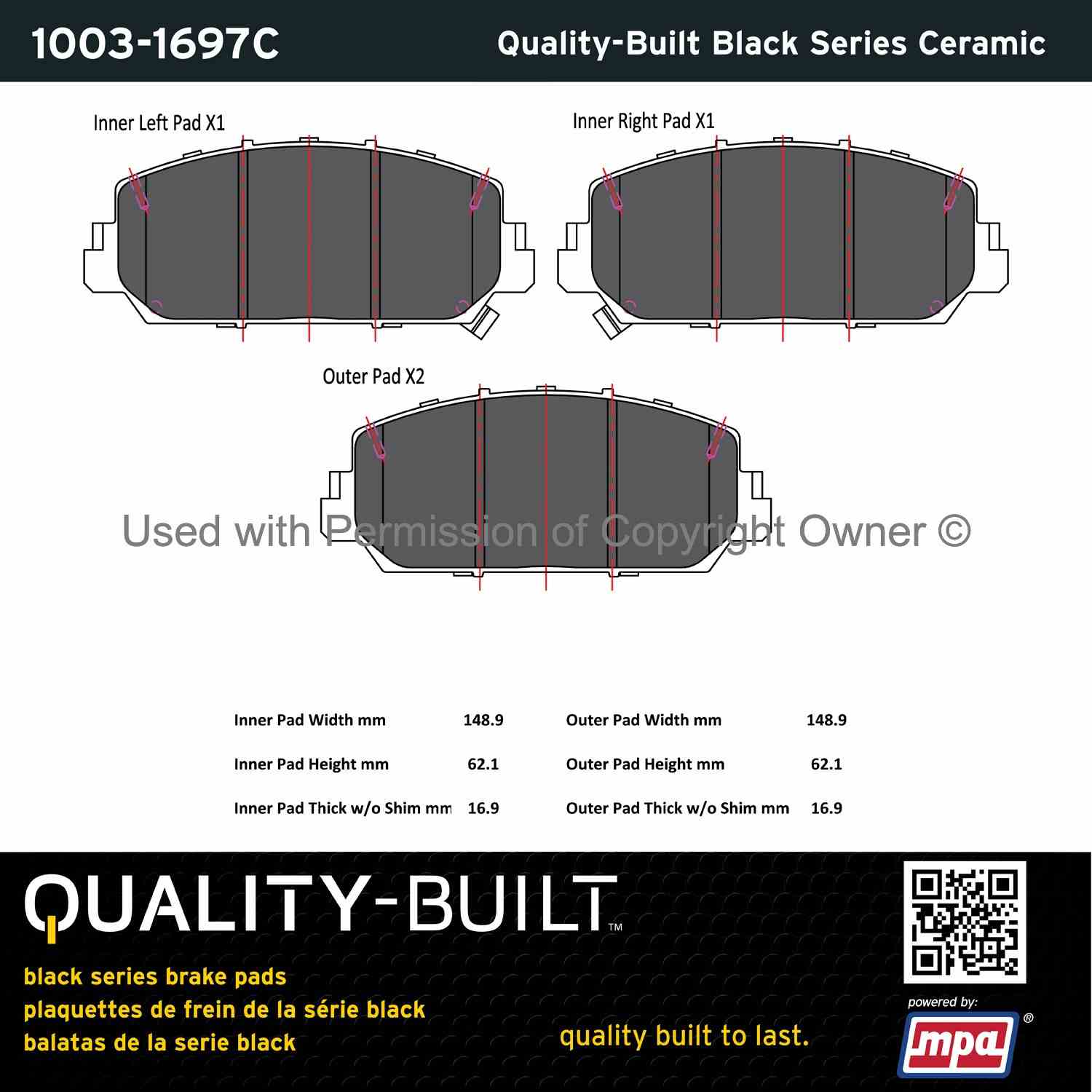 Other View of Front Disc Brake Pad Set MPA 1003-1697C