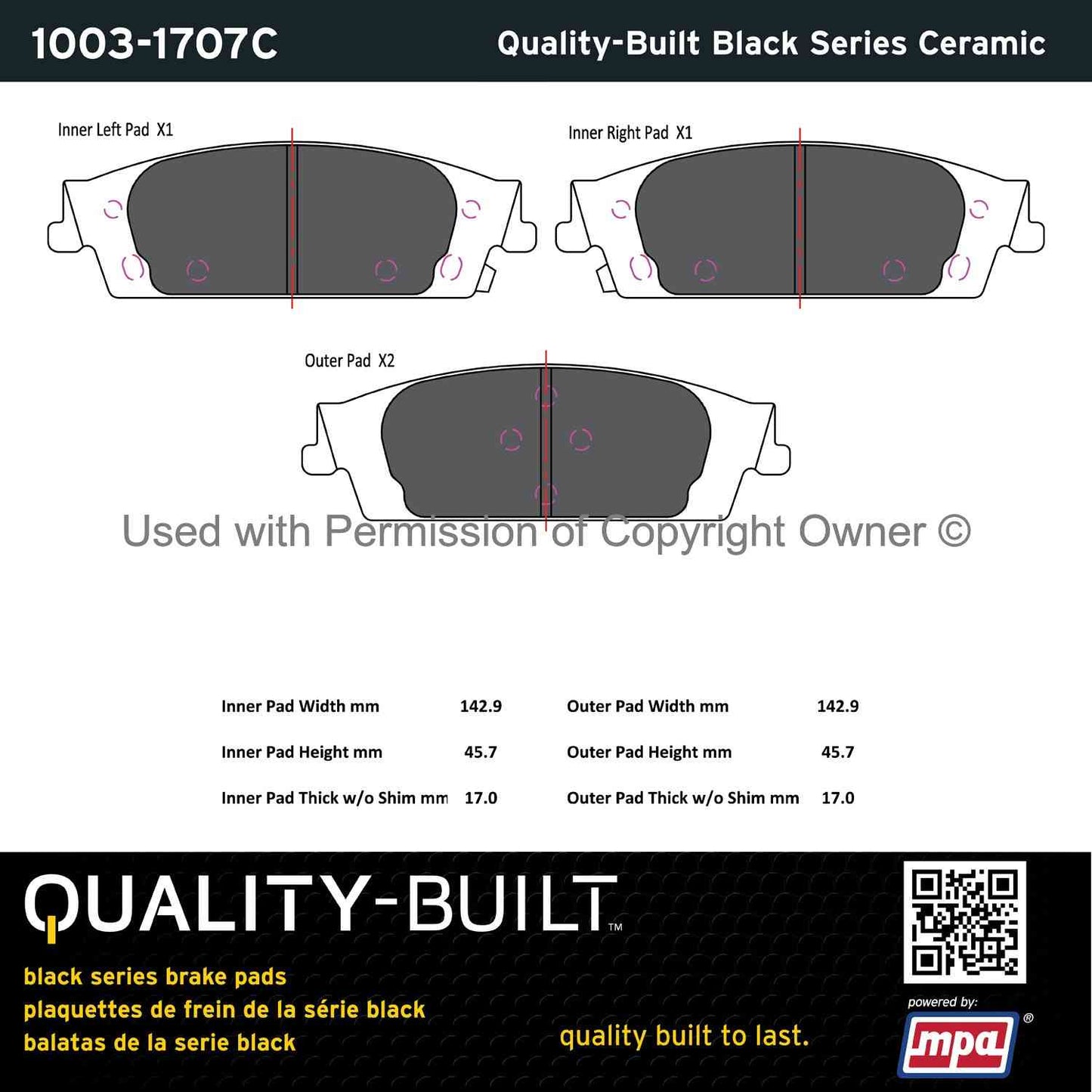 Other View of Rear Disc Brake Pad Set MPA 1003-1707C