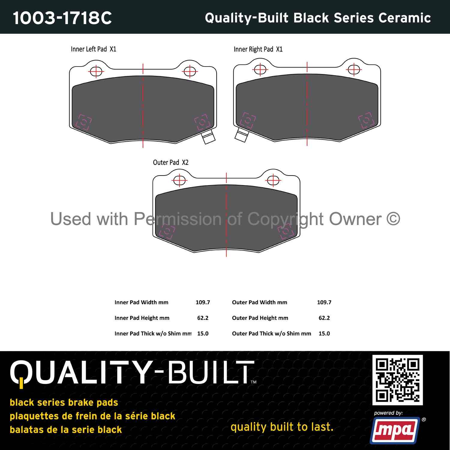 Other View of Rear Disc Brake Pad Set MPA 1003-1718C