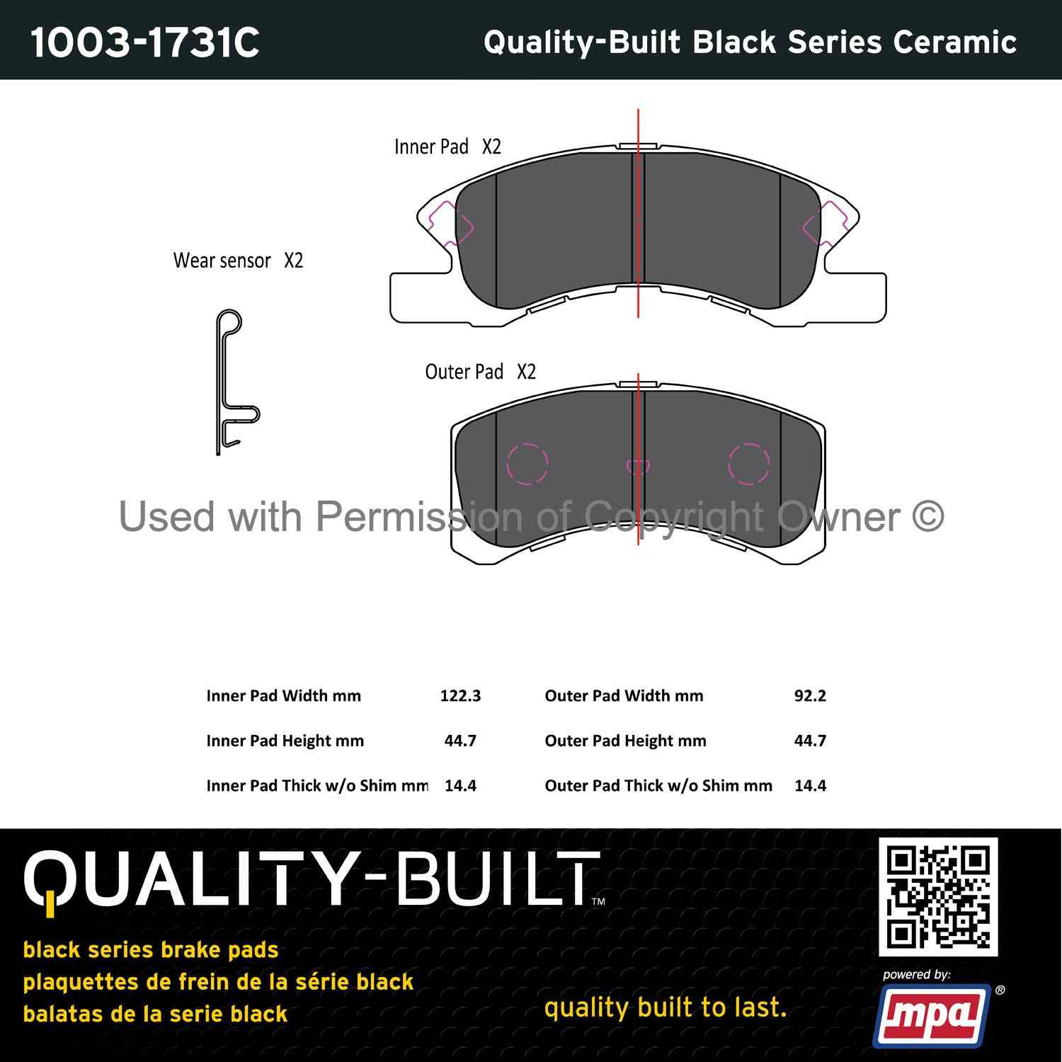 Other View of Front Disc Brake Pad Set MPA 1003-1731C