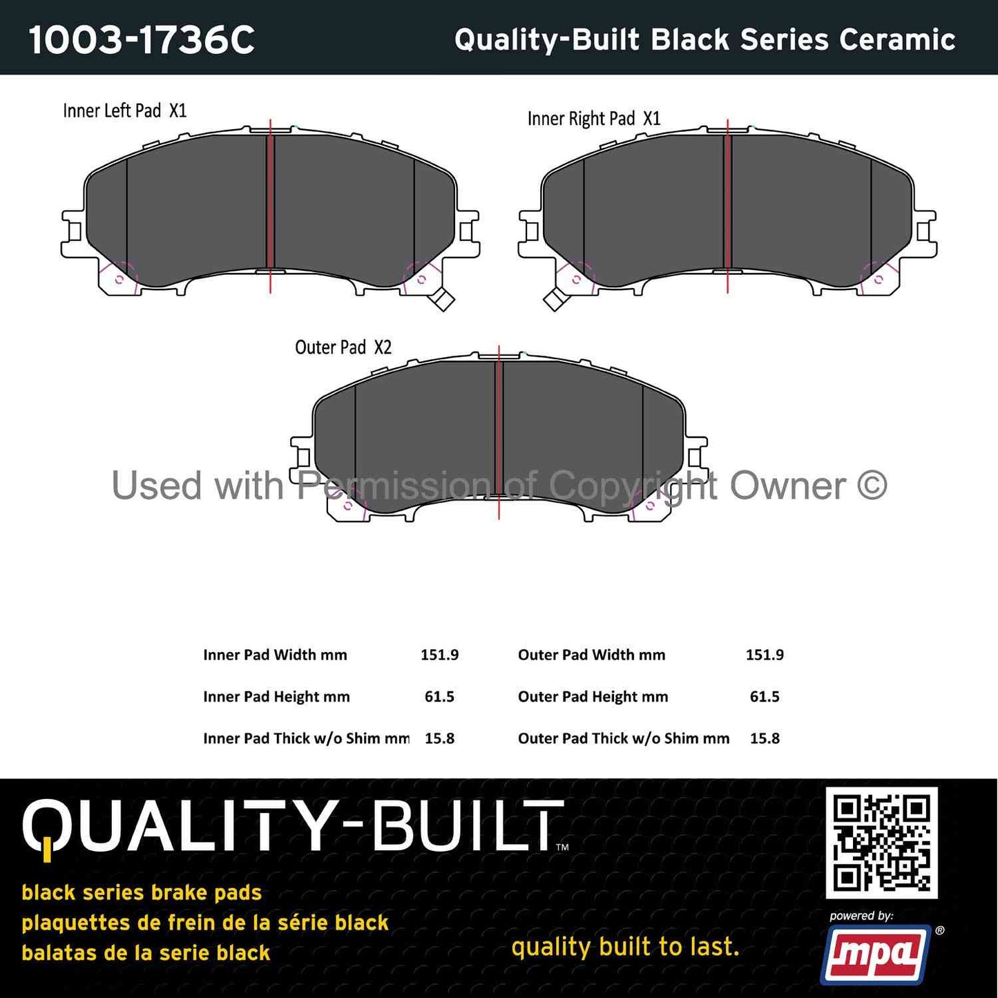 Other View of Front Disc Brake Pad Set MPA 1003-1736C