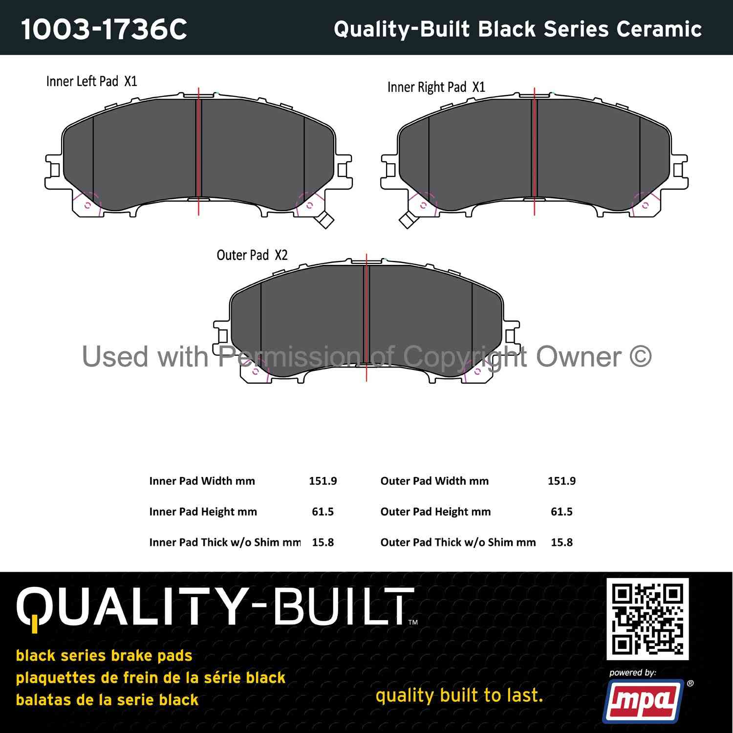 Other View of Front Disc Brake Pad Set MPA 1003-1736C