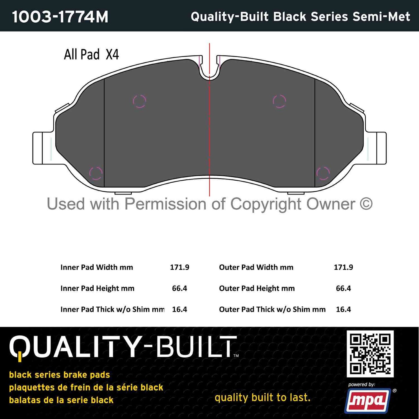 Other View of Front Disc Brake Pad Set MPA 1003-1774M