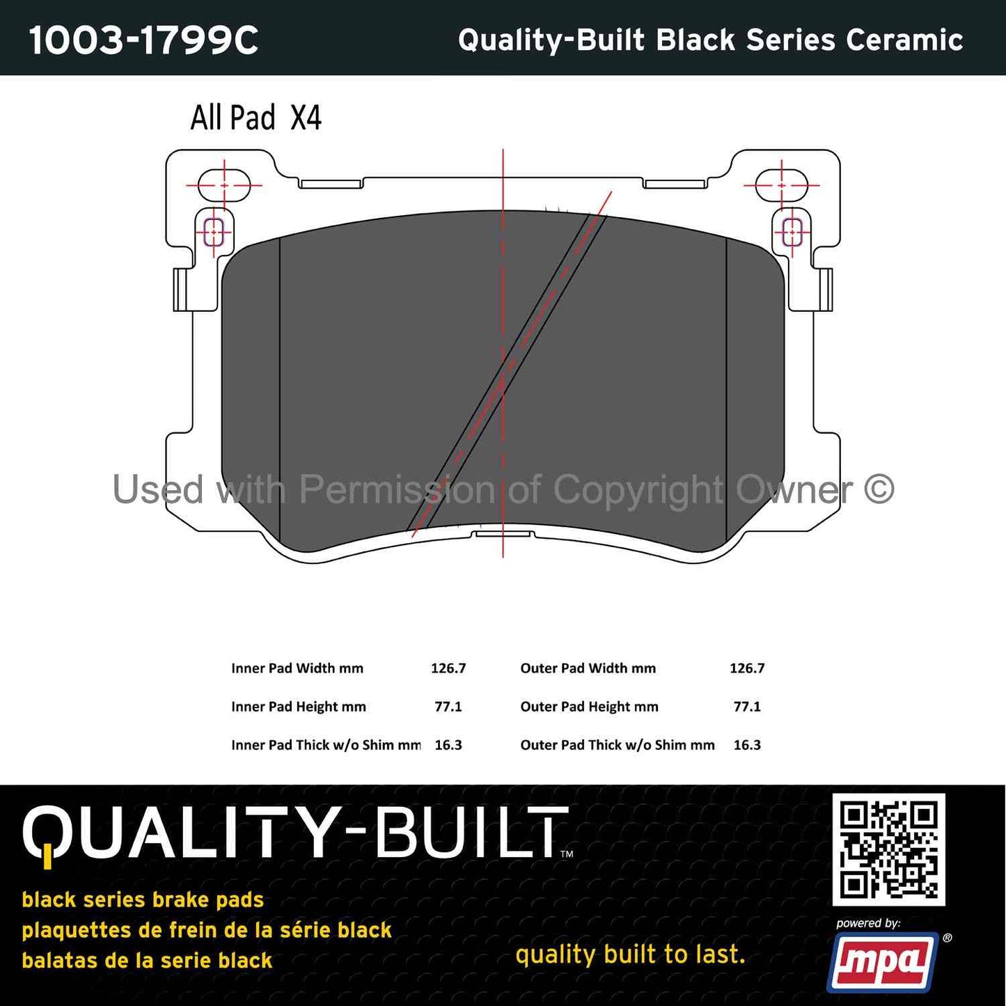 Other View of Front Disc Brake Pad Set MPA 1003-1799C