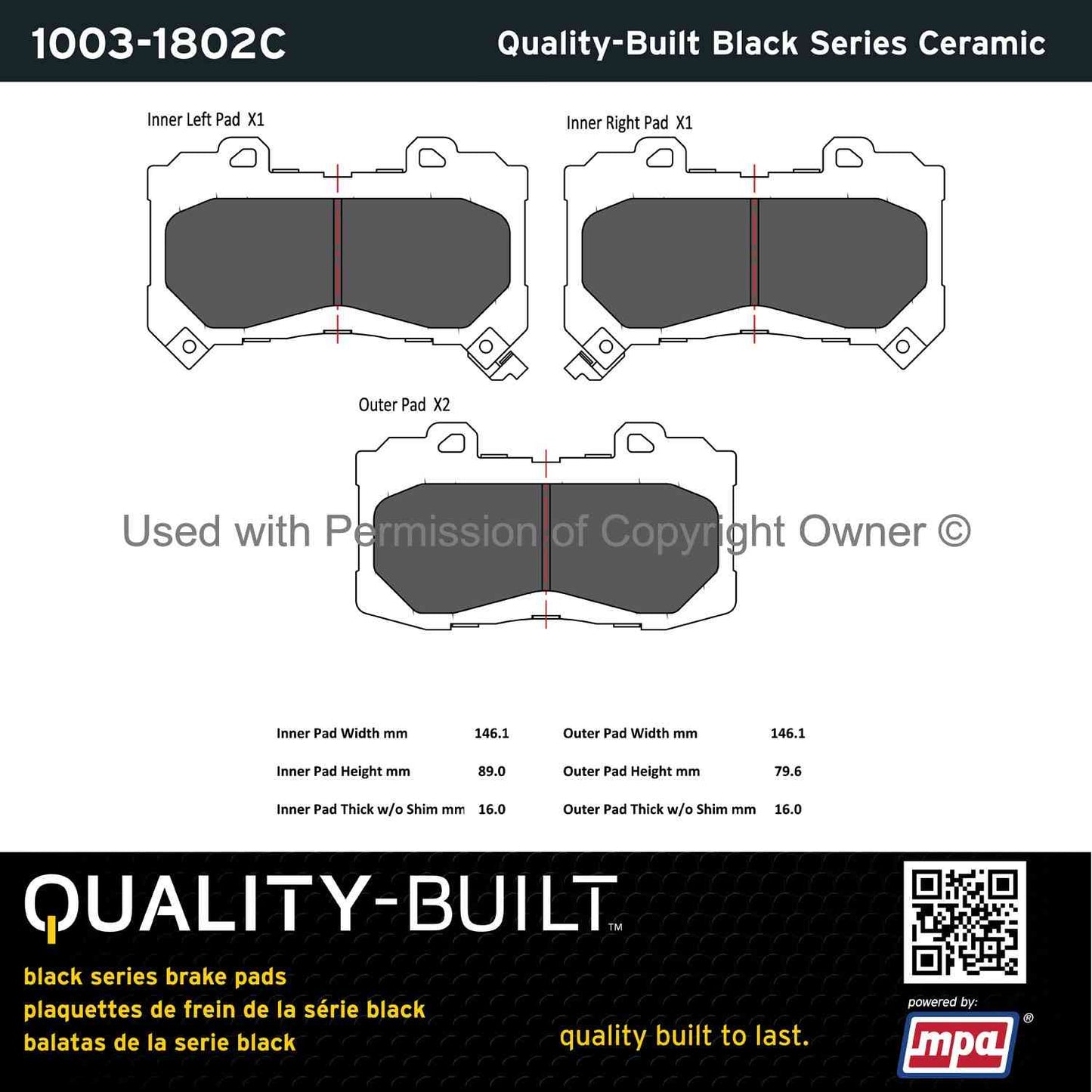 Other View of Front Disc Brake Pad Set MPA 1003-1802C