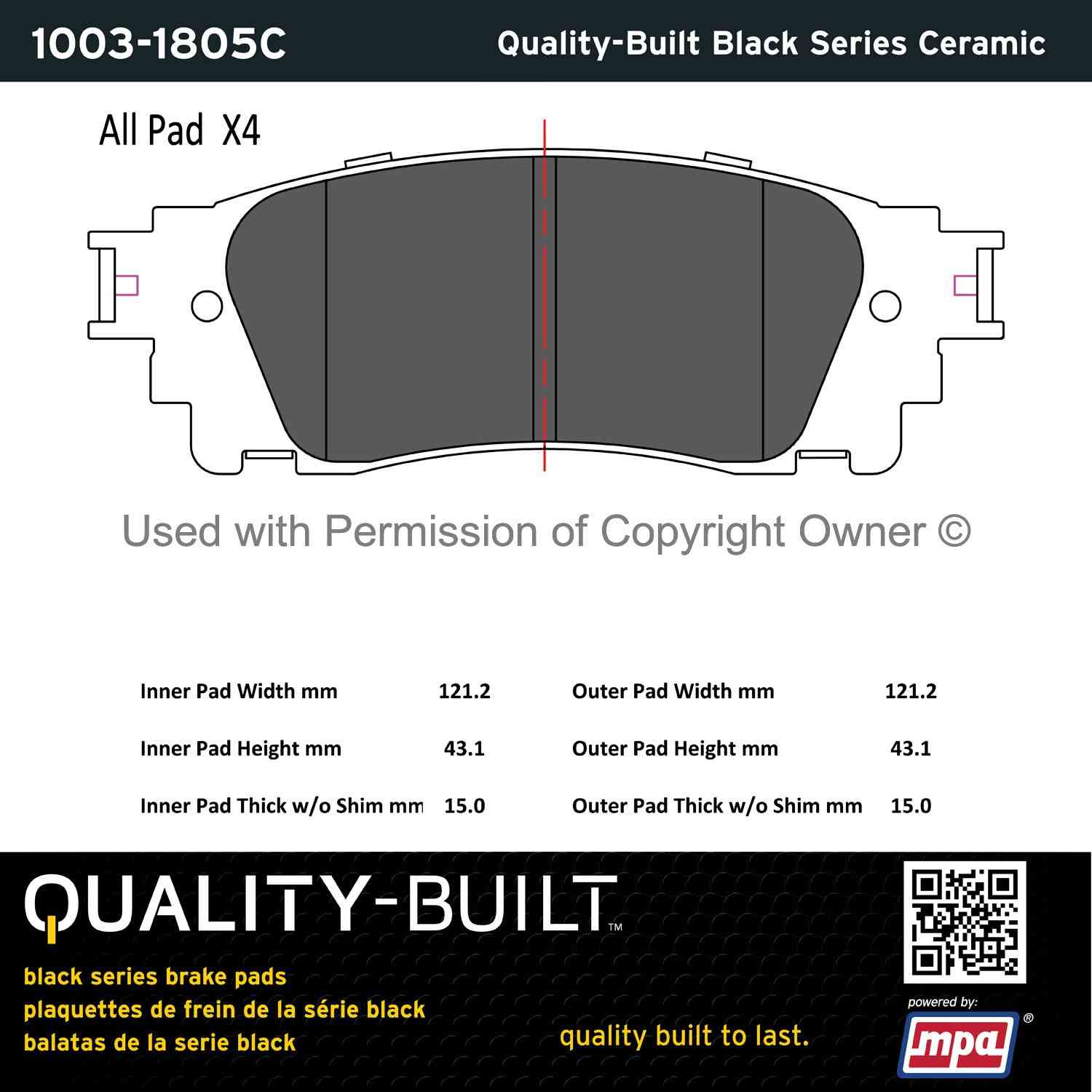 Other View of Rear Disc Brake Pad Set MPA 1003-1805C