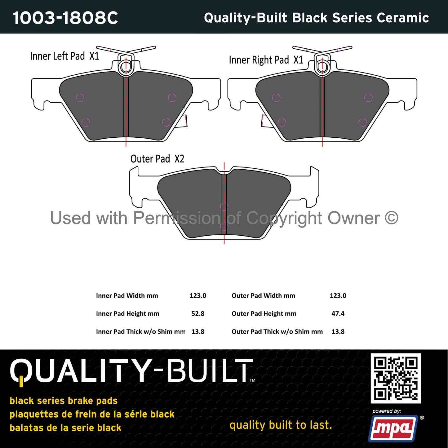 Other View of Rear Disc Brake Pad Set MPA 1003-1808C