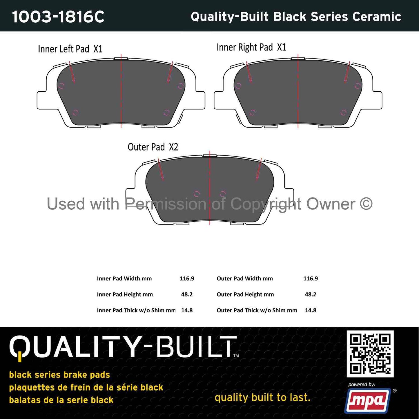 Other View of Rear Disc Brake Pad Set MPA 1003-1816C