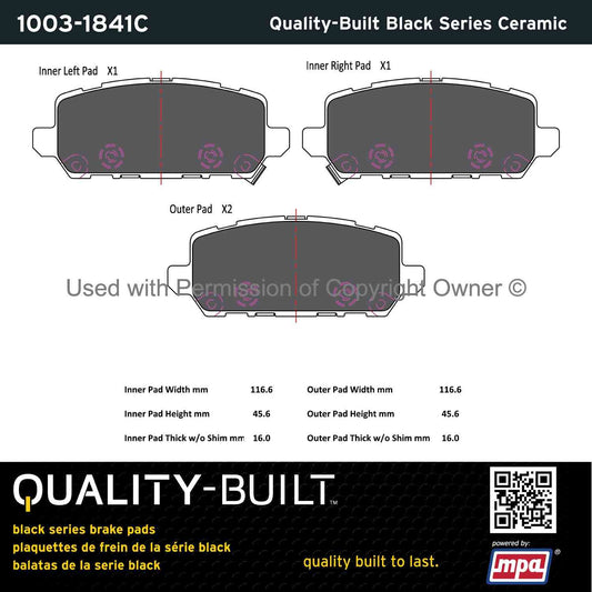 Other View of Rear Disc Brake Pad Set MPA 1003-1841C