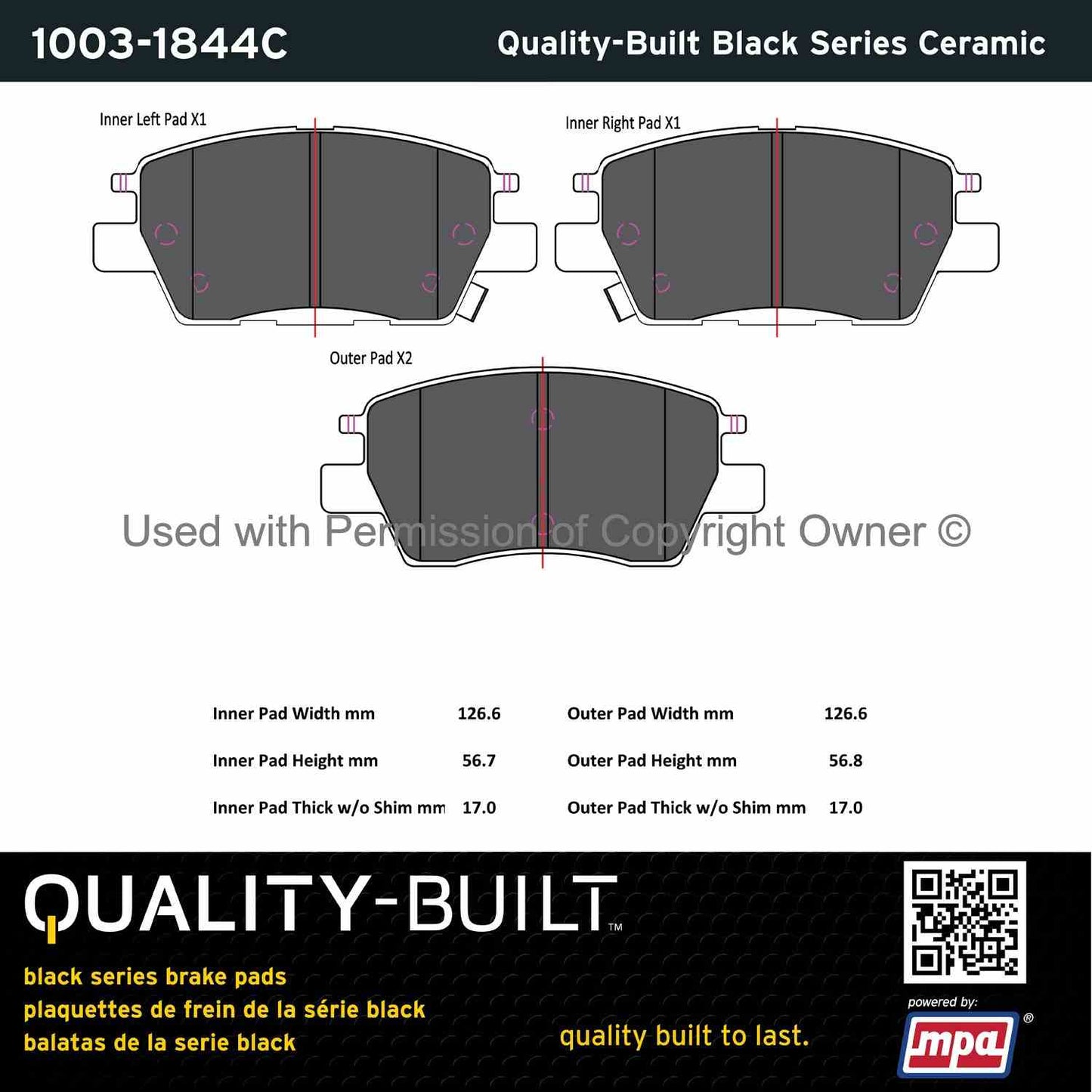 Other View of Front Disc Brake Pad Set MPA 1003-1844C