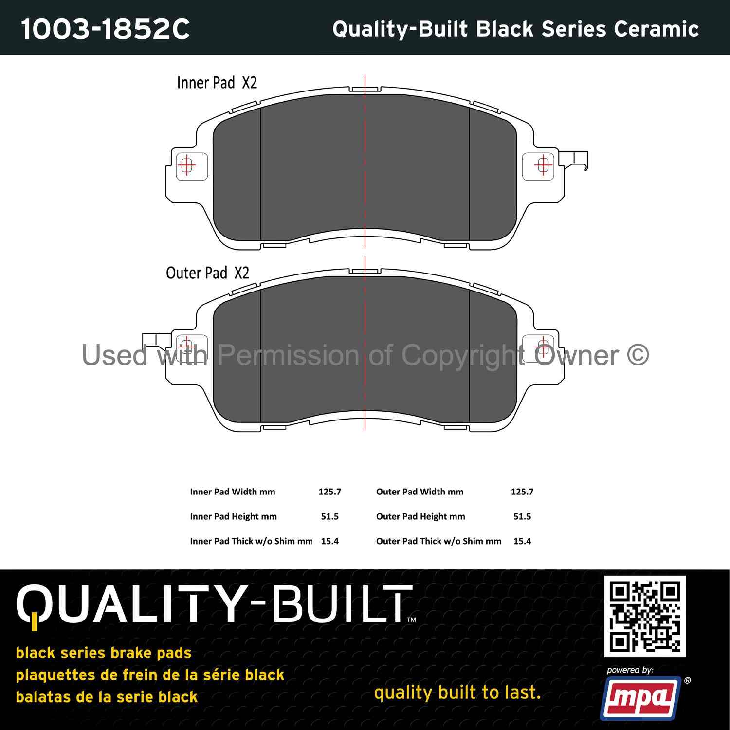 Other View of Front Disc Brake Pad Set MPA 1003-1852C