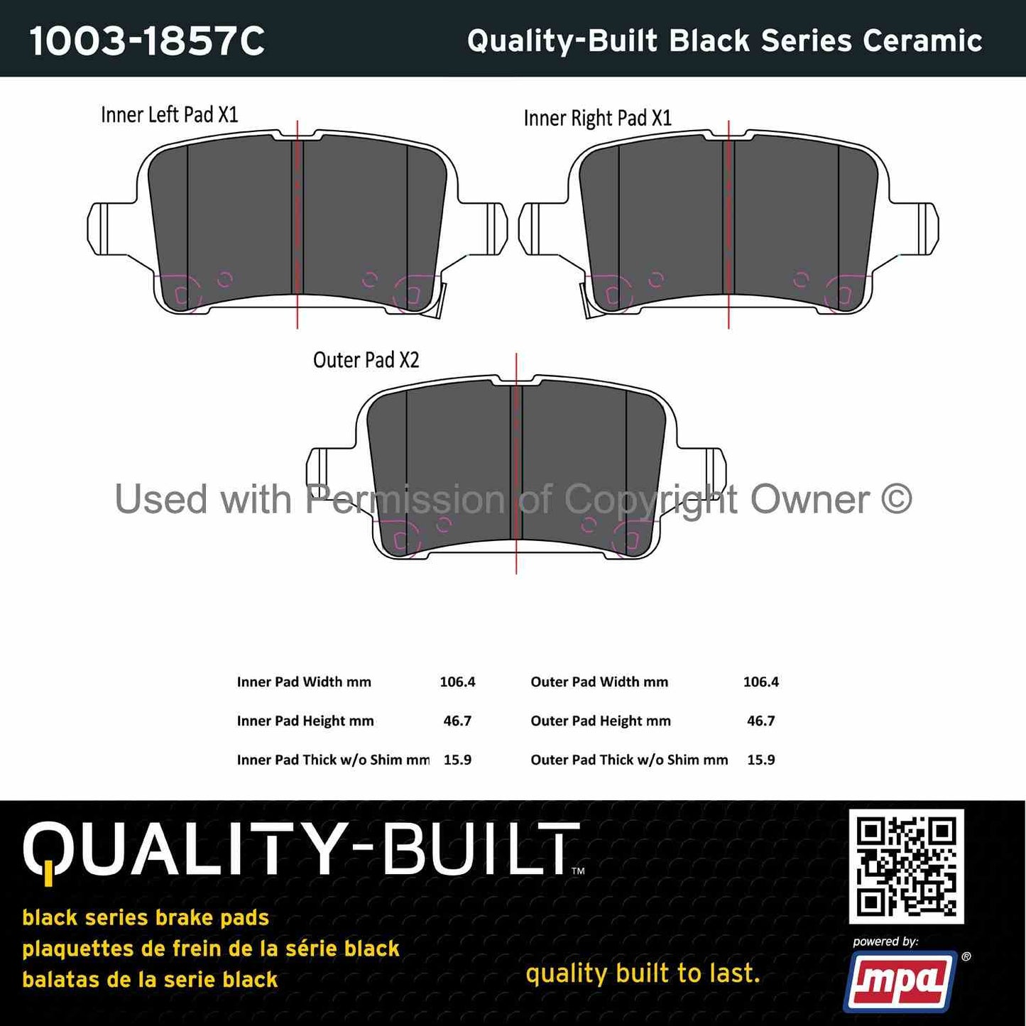 Other View of Rear Disc Brake Pad Set MPA 1003-1857C