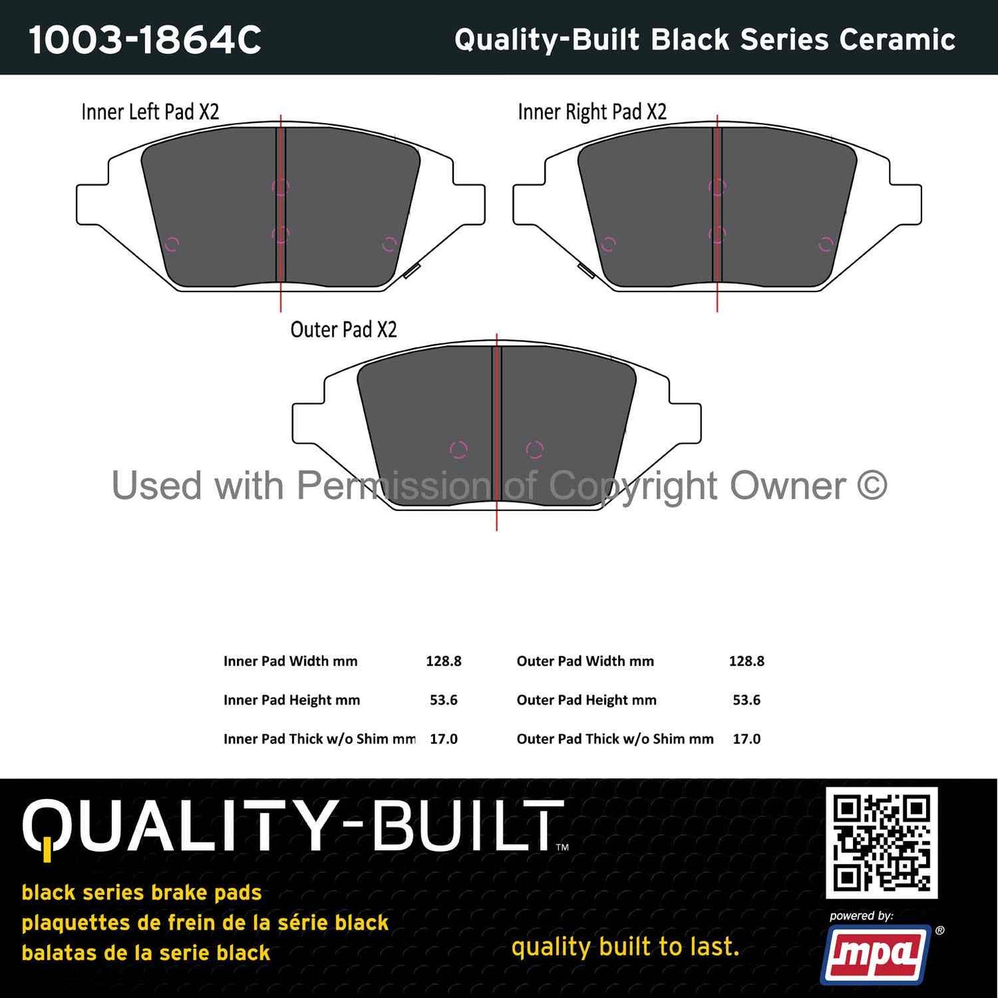 Other View of Front Disc Brake Pad Set MPA 1003-1864C