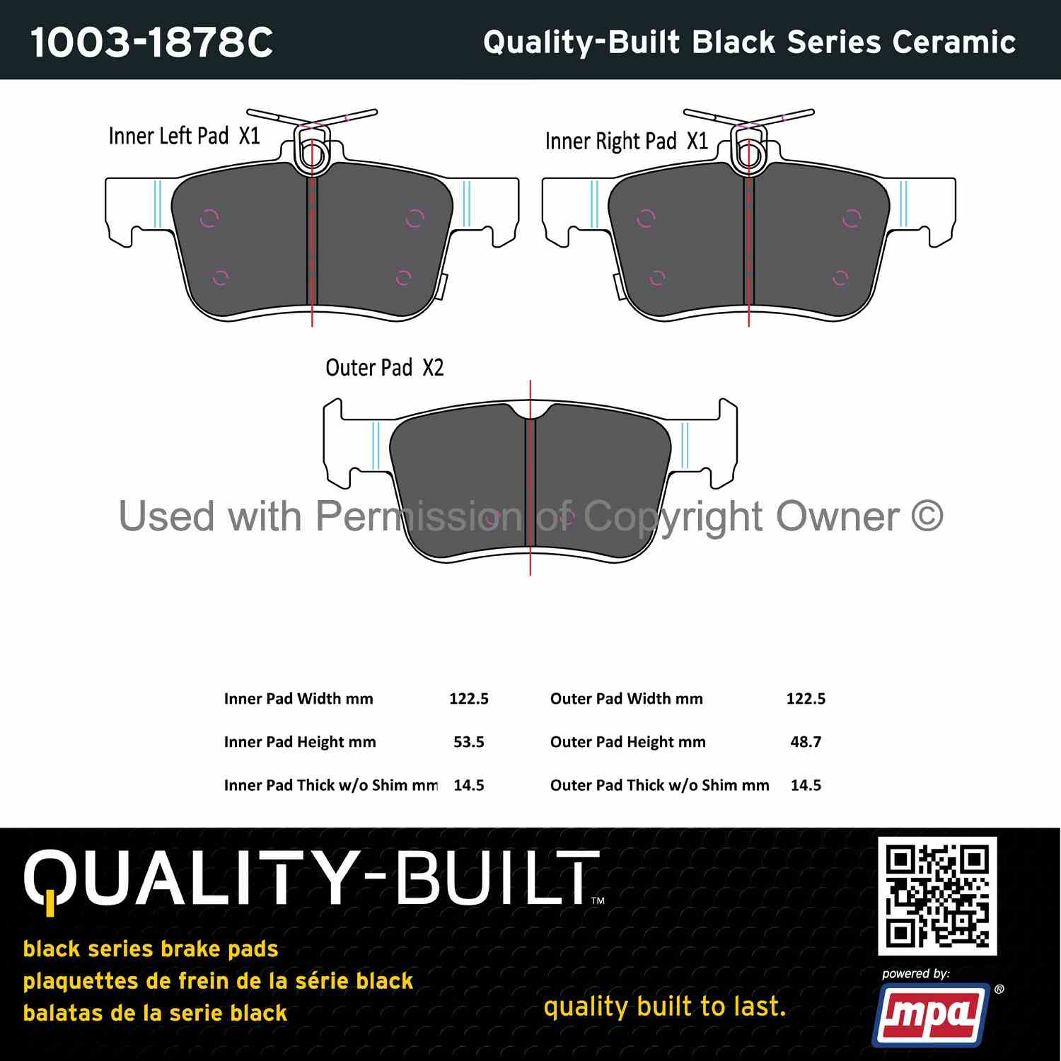 Other View of Rear Disc Brake Pad Set MPA 1003-1878C