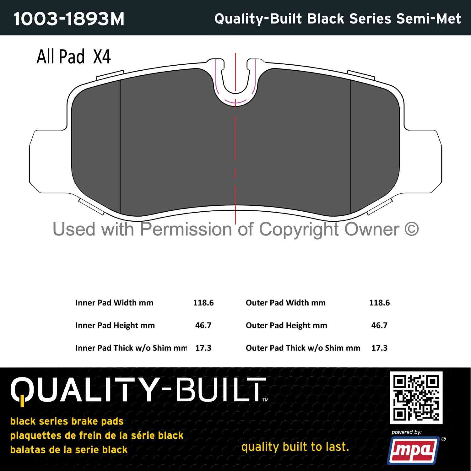 Other View of Rear Disc Brake Pad Set MPA 1003-1893M