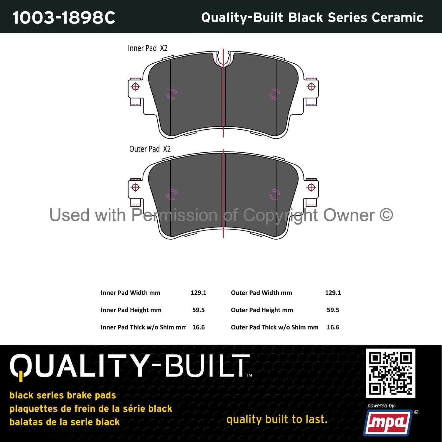 Other View of Rear Disc Brake Pad Set MPA 1003-1898C