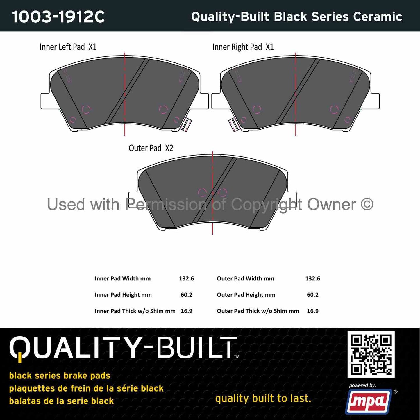 Other View of Front Disc Brake Pad Set MPA 1003-1912C