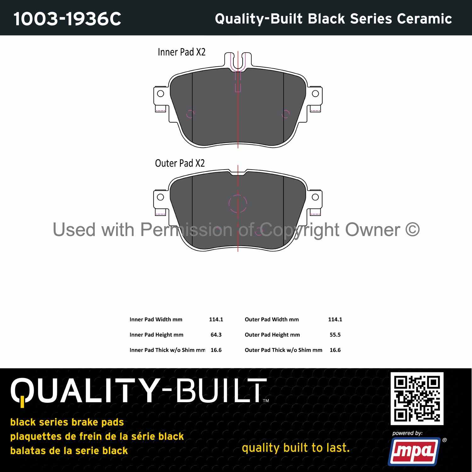 Other View of Rear Disc Brake Pad Set MPA 1003-1936C