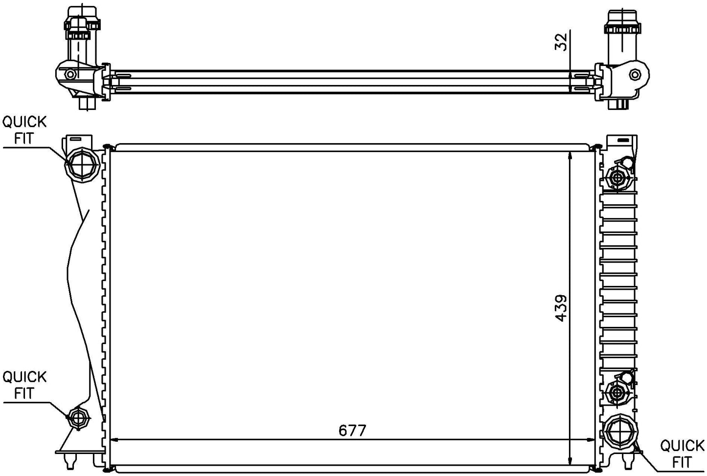 Angle View of Front Radiator NISSENS 60236A