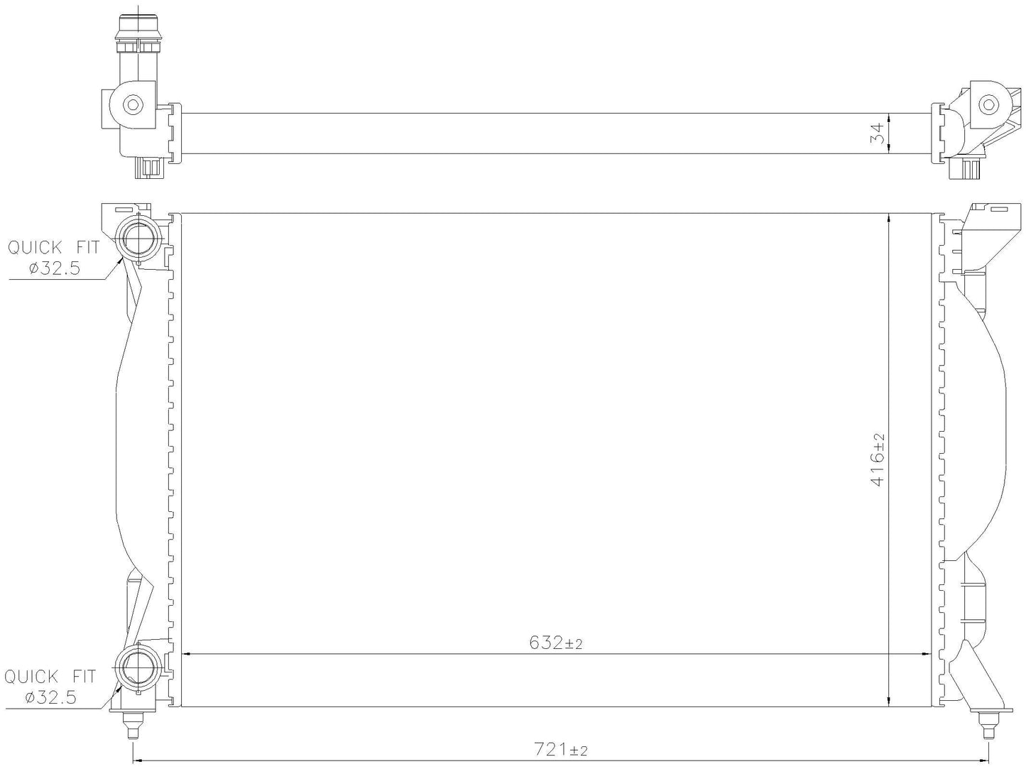 Angle View of Radiator NISSENS 60304A