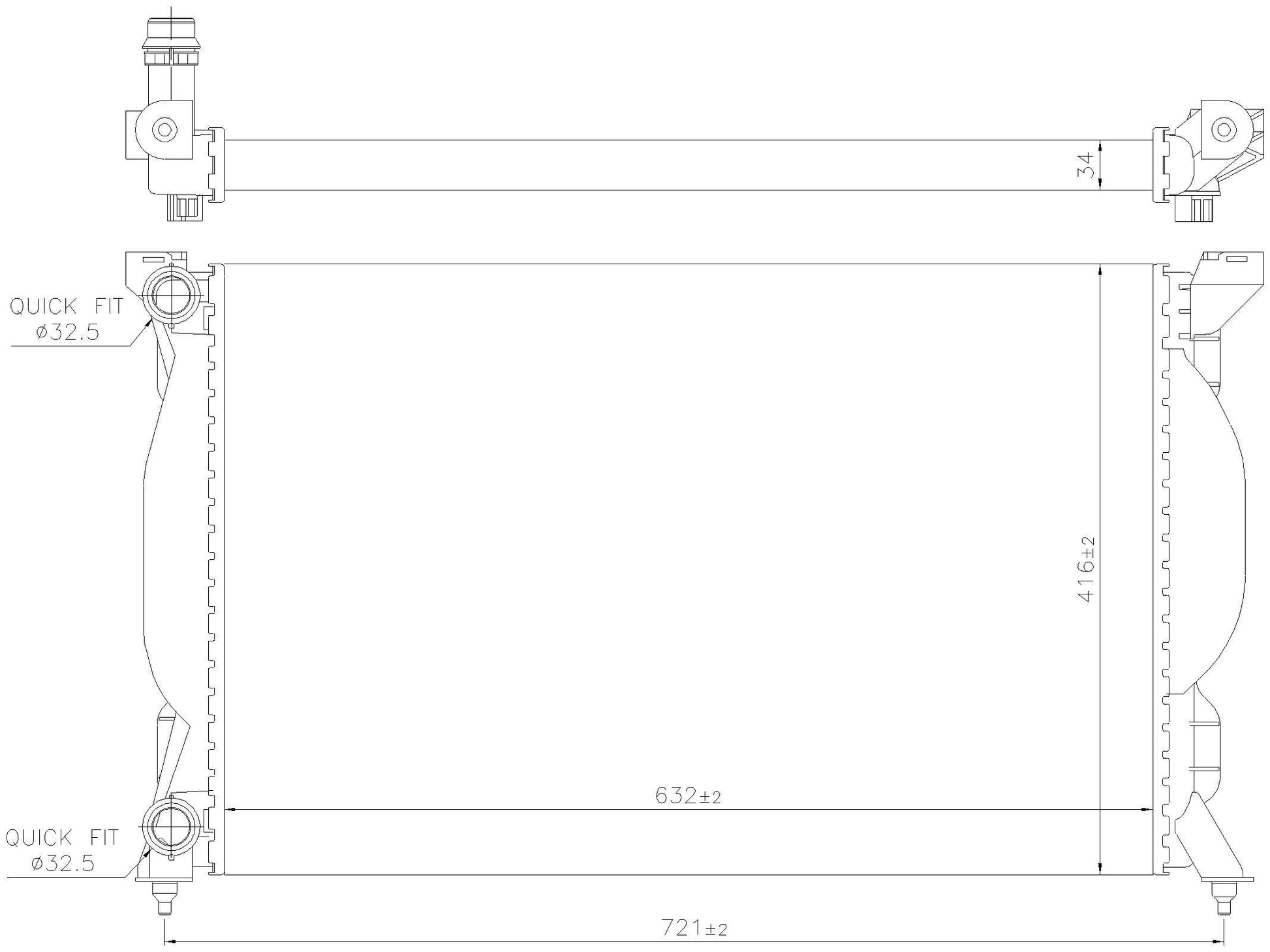 Angle View of Radiator NISSENS 60304A