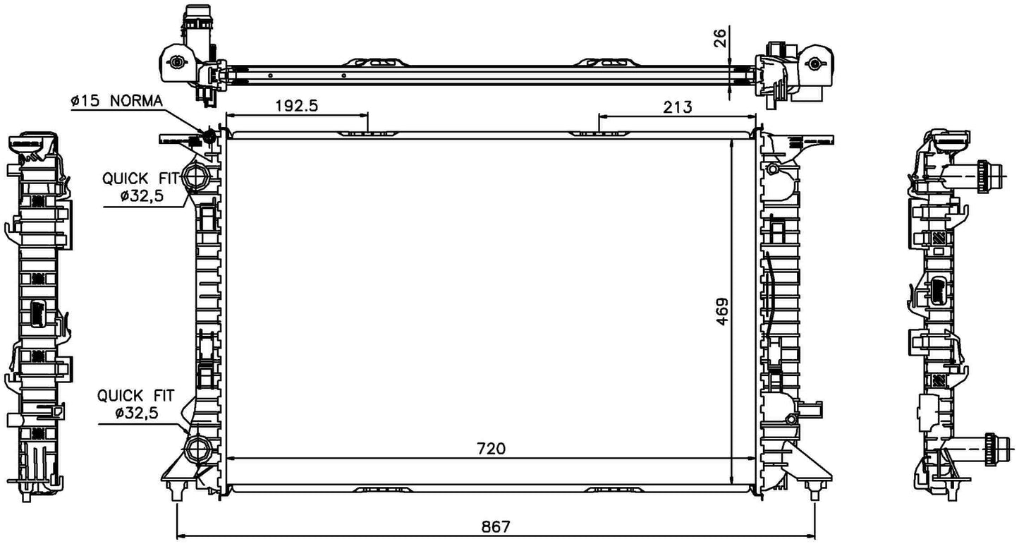 Angle View of Radiator NISSENS 60323