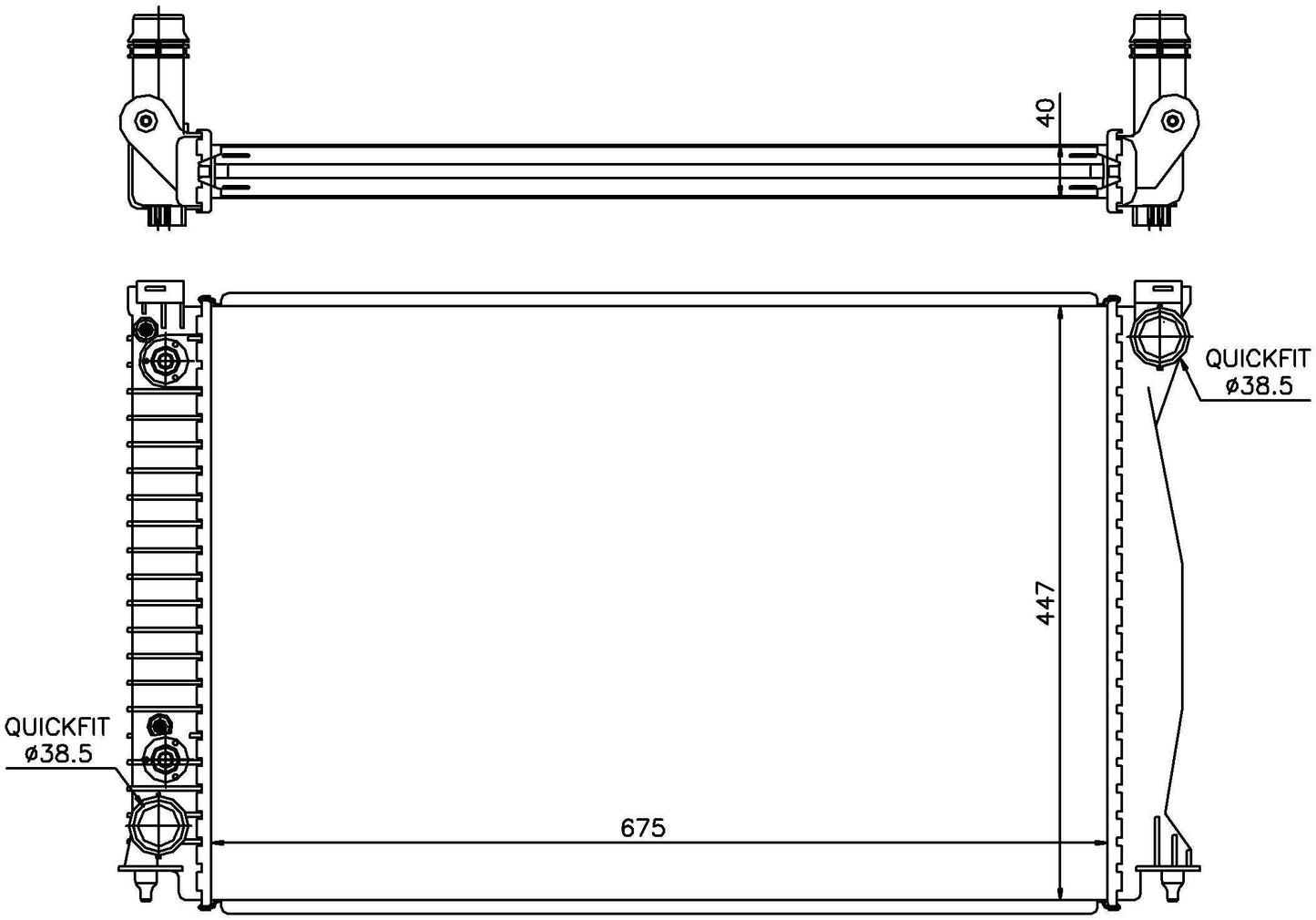 Angle View of Radiator NISSENS 60328