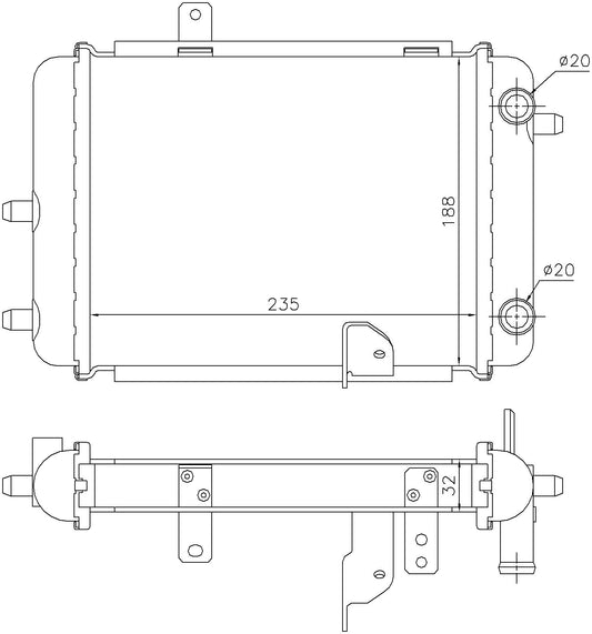 Angle View of Left Radiator NISSENS 60363