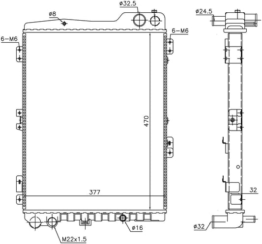 Angle View of Radiator NISSENS 60442