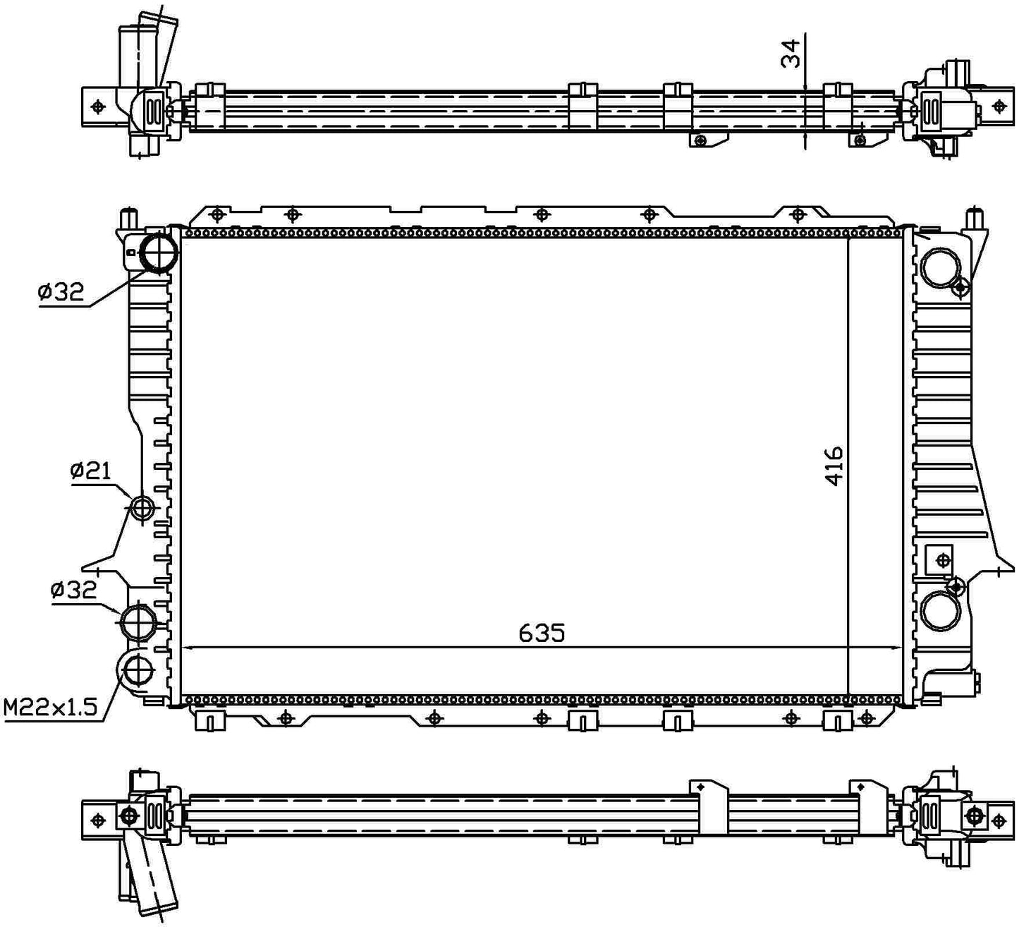 Angle View of Radiator NISSENS 60457