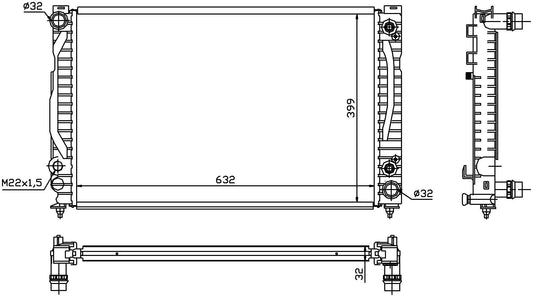 Angle View of Radiator NISSENS 60498