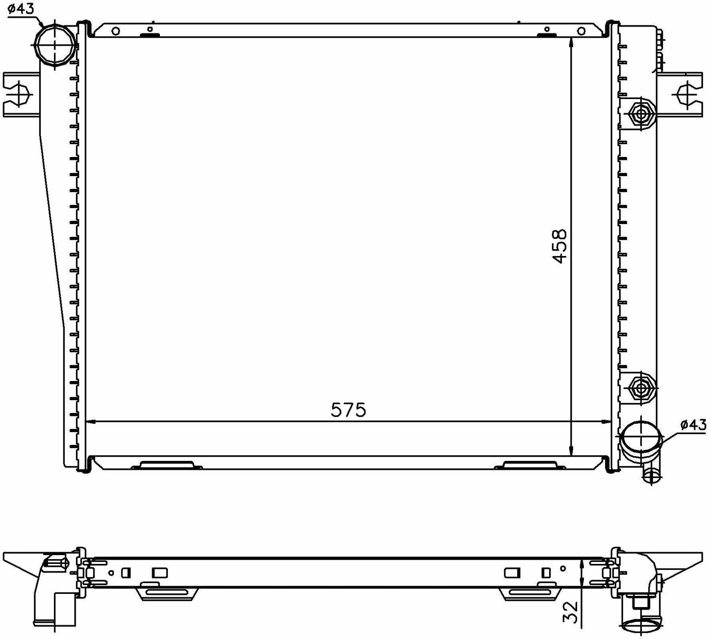 Angle View of Radiator NISSENS 60601A