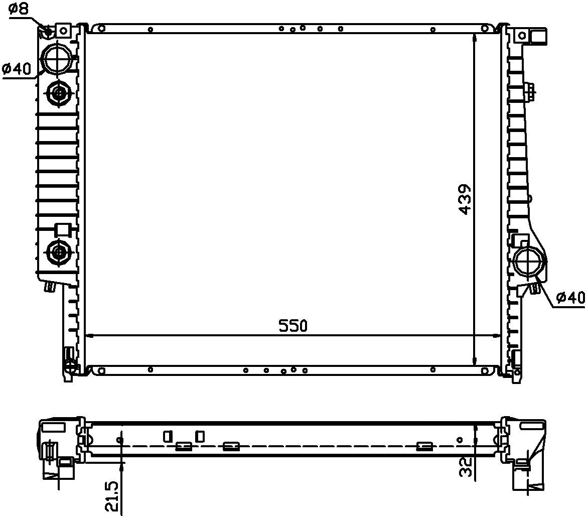 Angle View of Radiator NISSENS 60618A