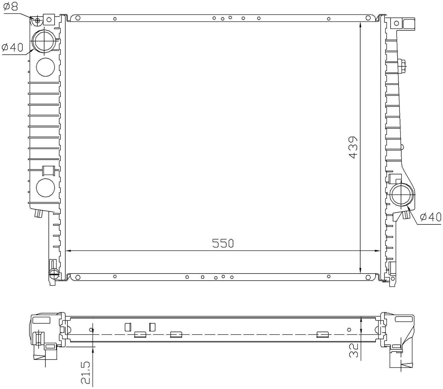 Angle View of Radiator NISSENS 60619A