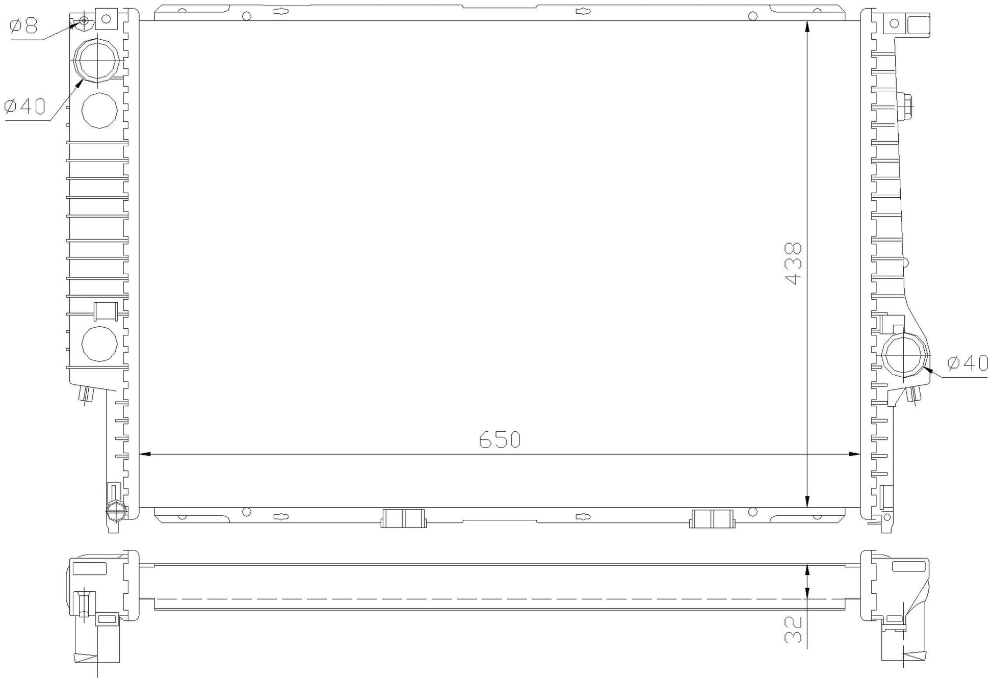 Angle View of Radiator NISSENS 60622A