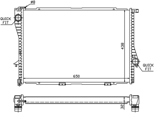 Angle View of Front Radiator NISSENS 60648A