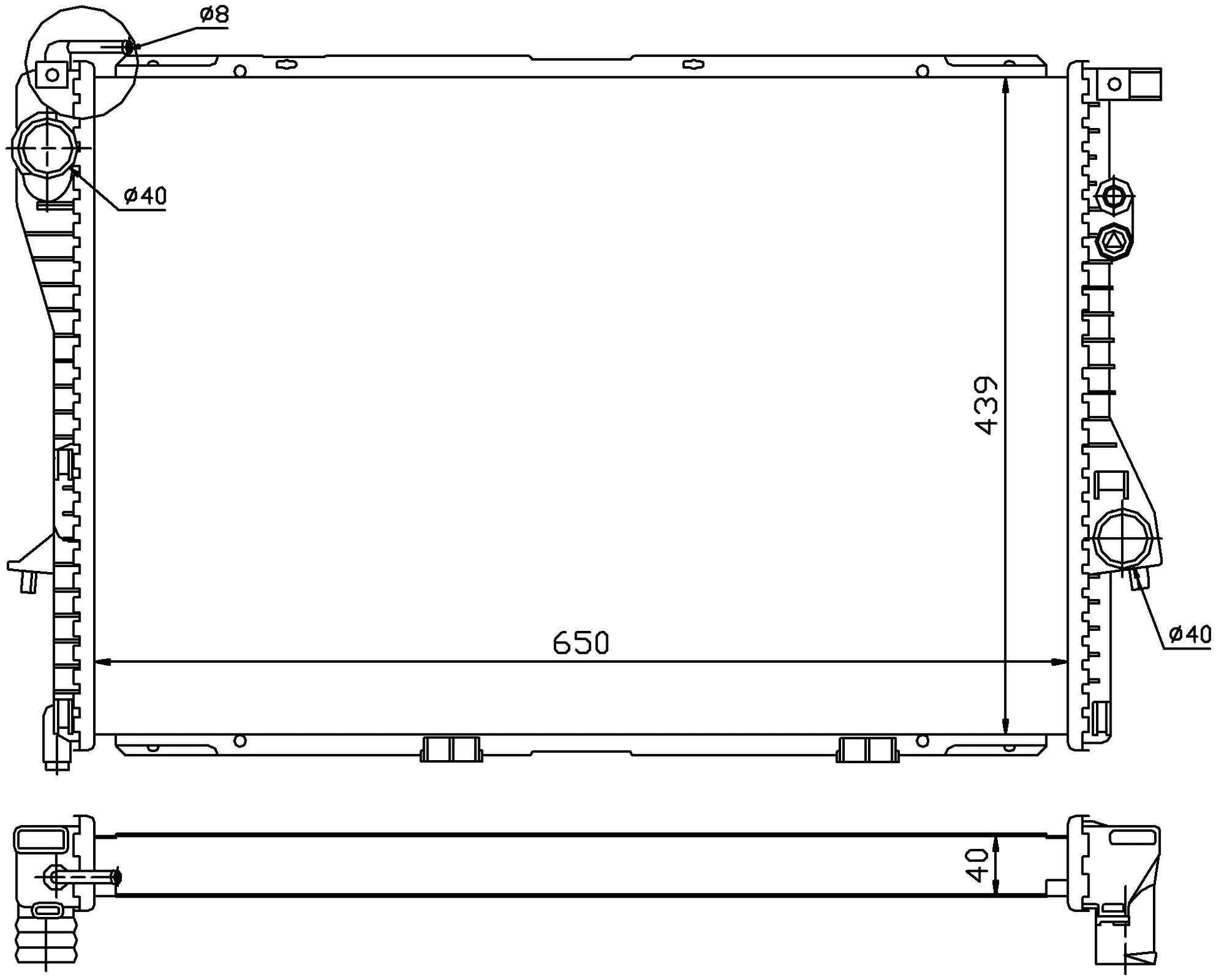 Angle View of Radiator NISSENS 60752A