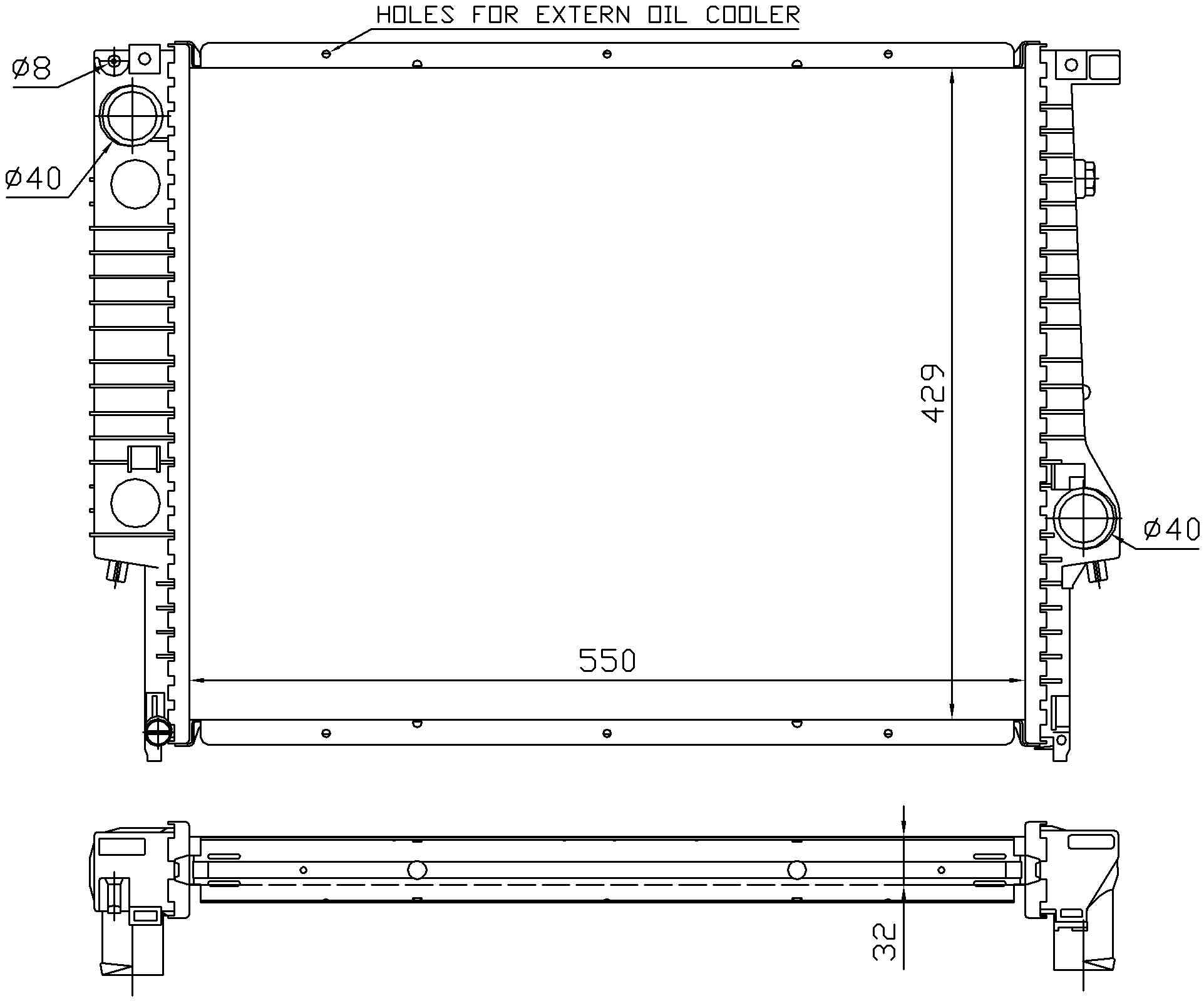 Angle View of Radiator NISSENS 60759A