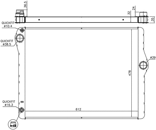 Angle View of Radiator NISSENS 60776