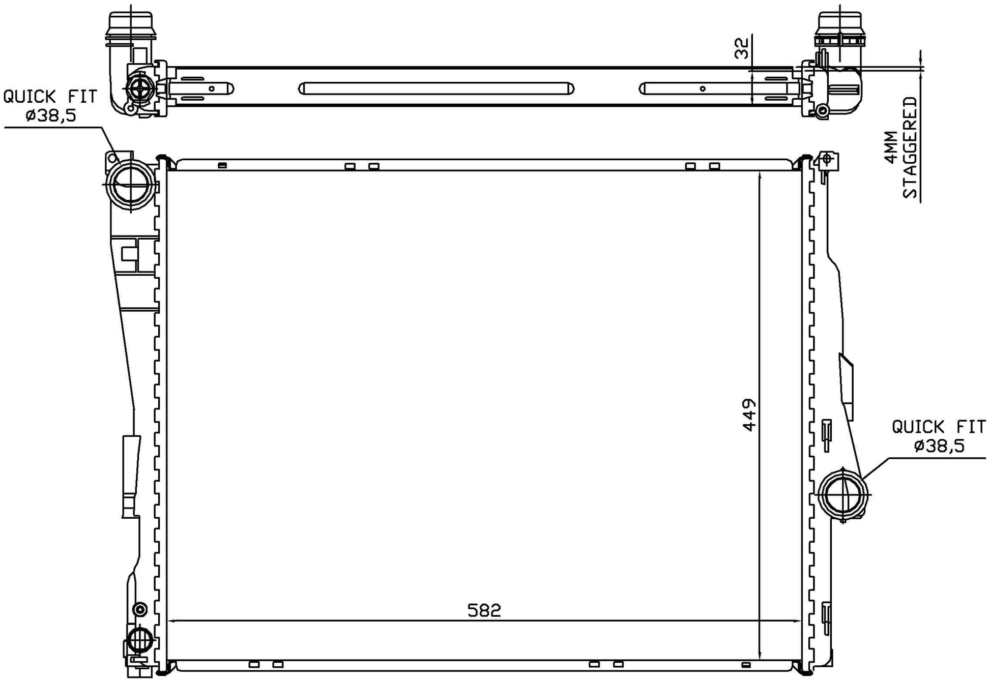 Angle View of Front Radiator NISSENS 60782A