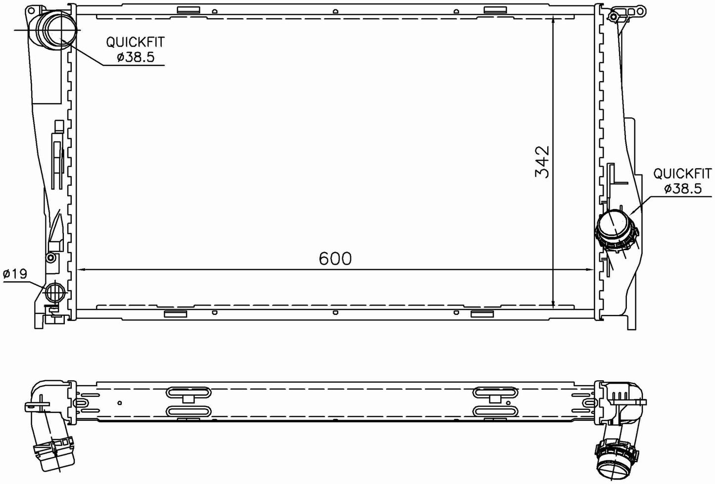 Angle View of Radiator NISSENS 60785A