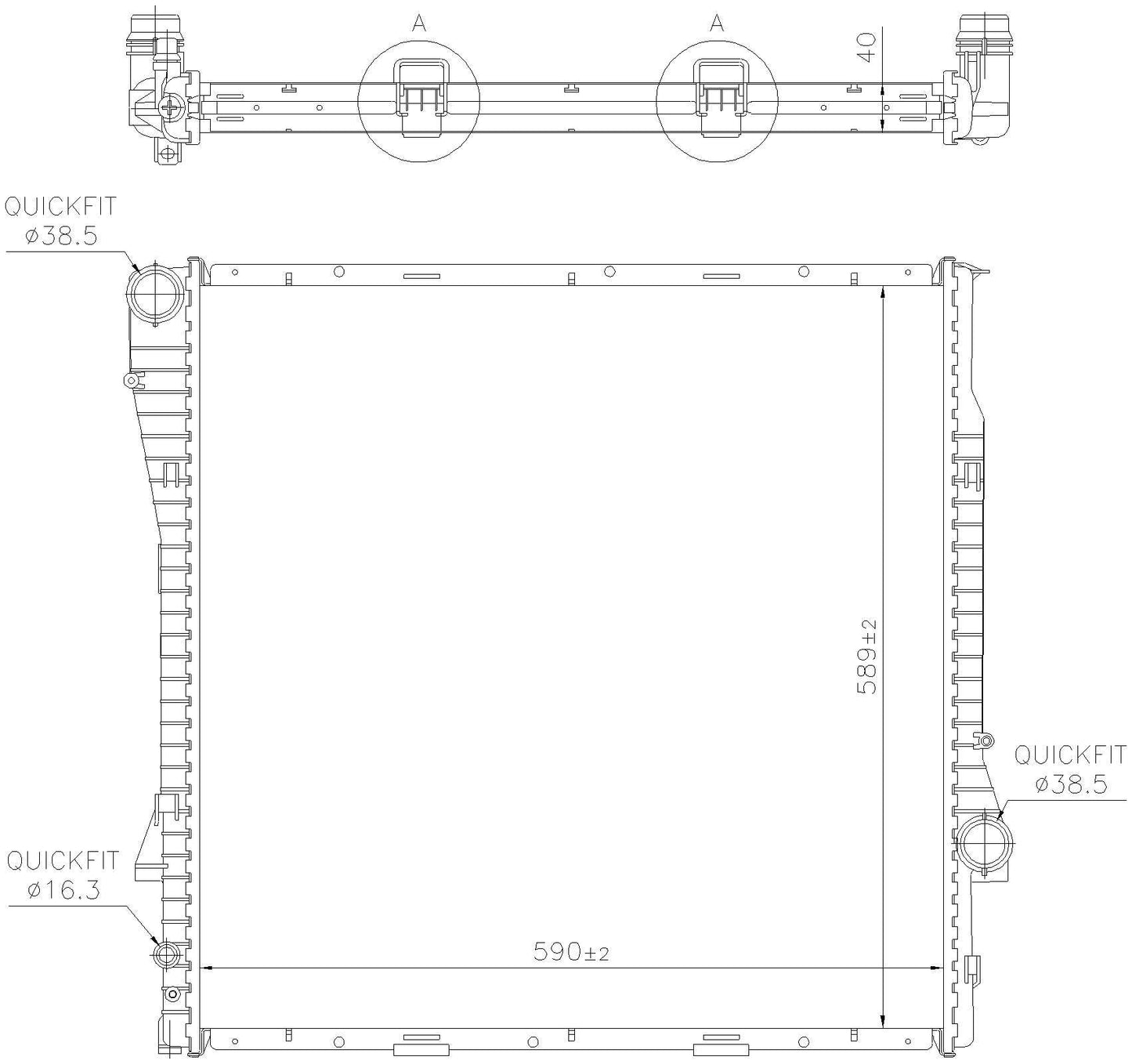 Angle View of Radiator NISSENS 60787A