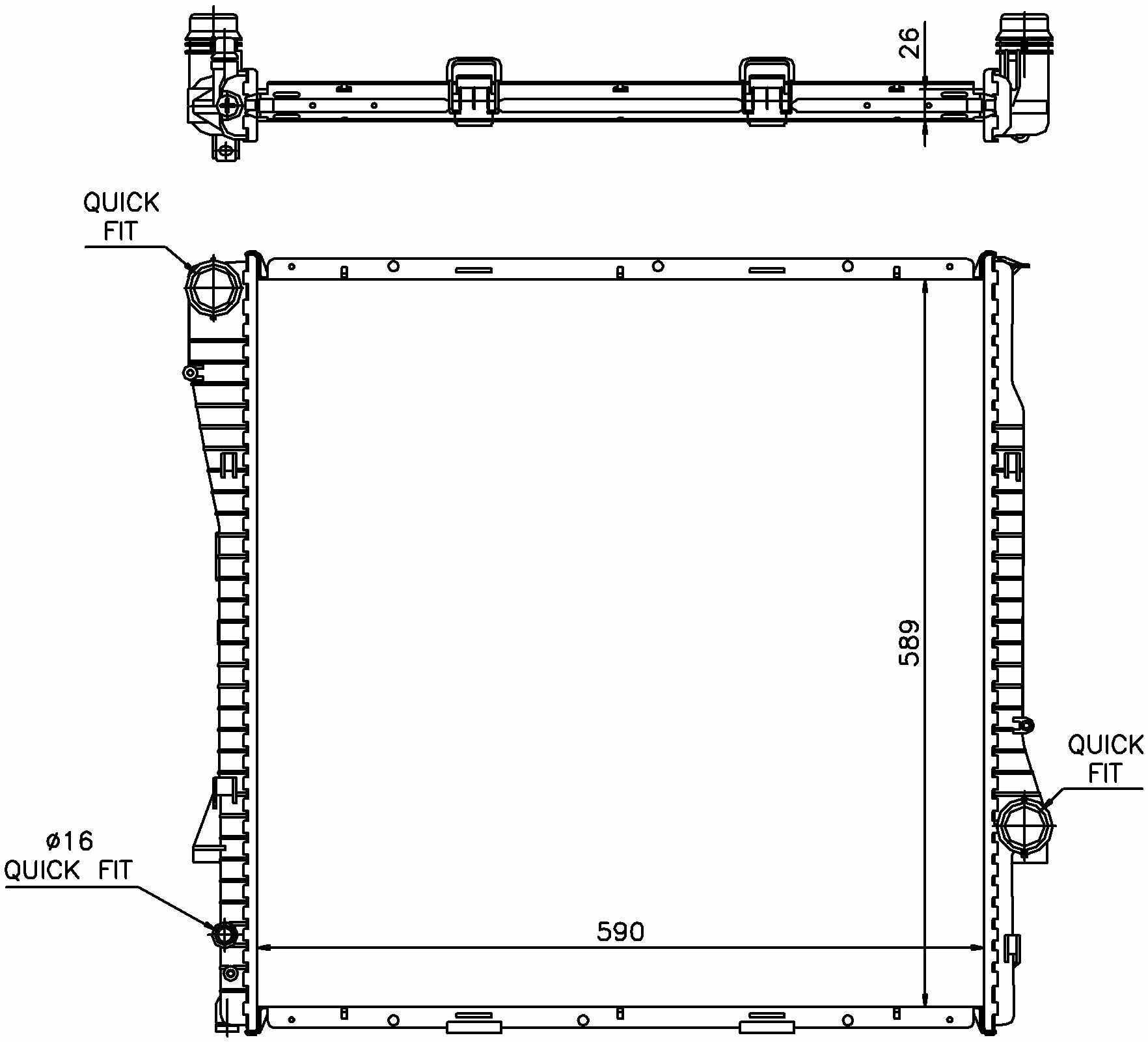 Angle View of Radiator NISSENS 60788A