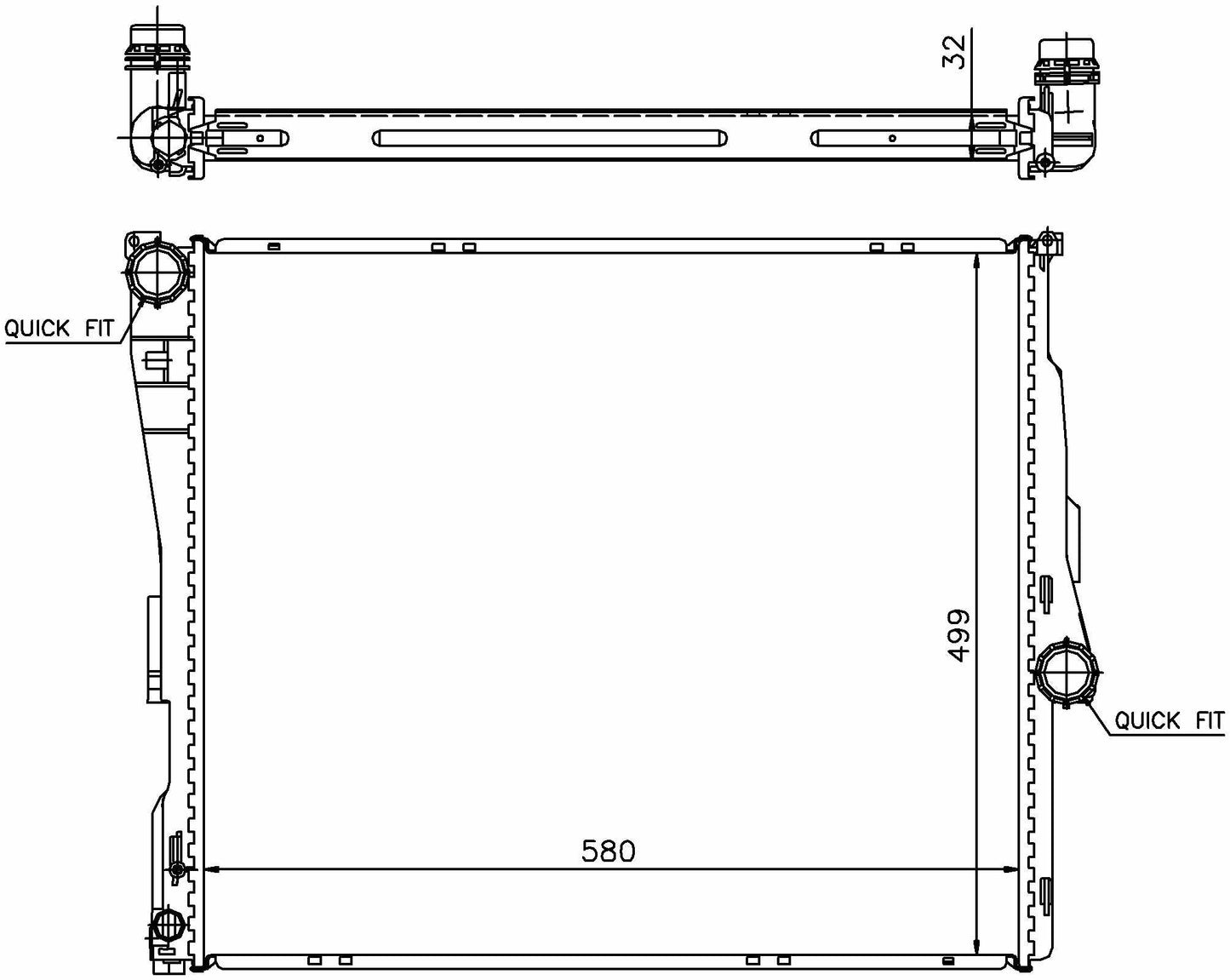 Angle View of Radiator NISSENS 60803A