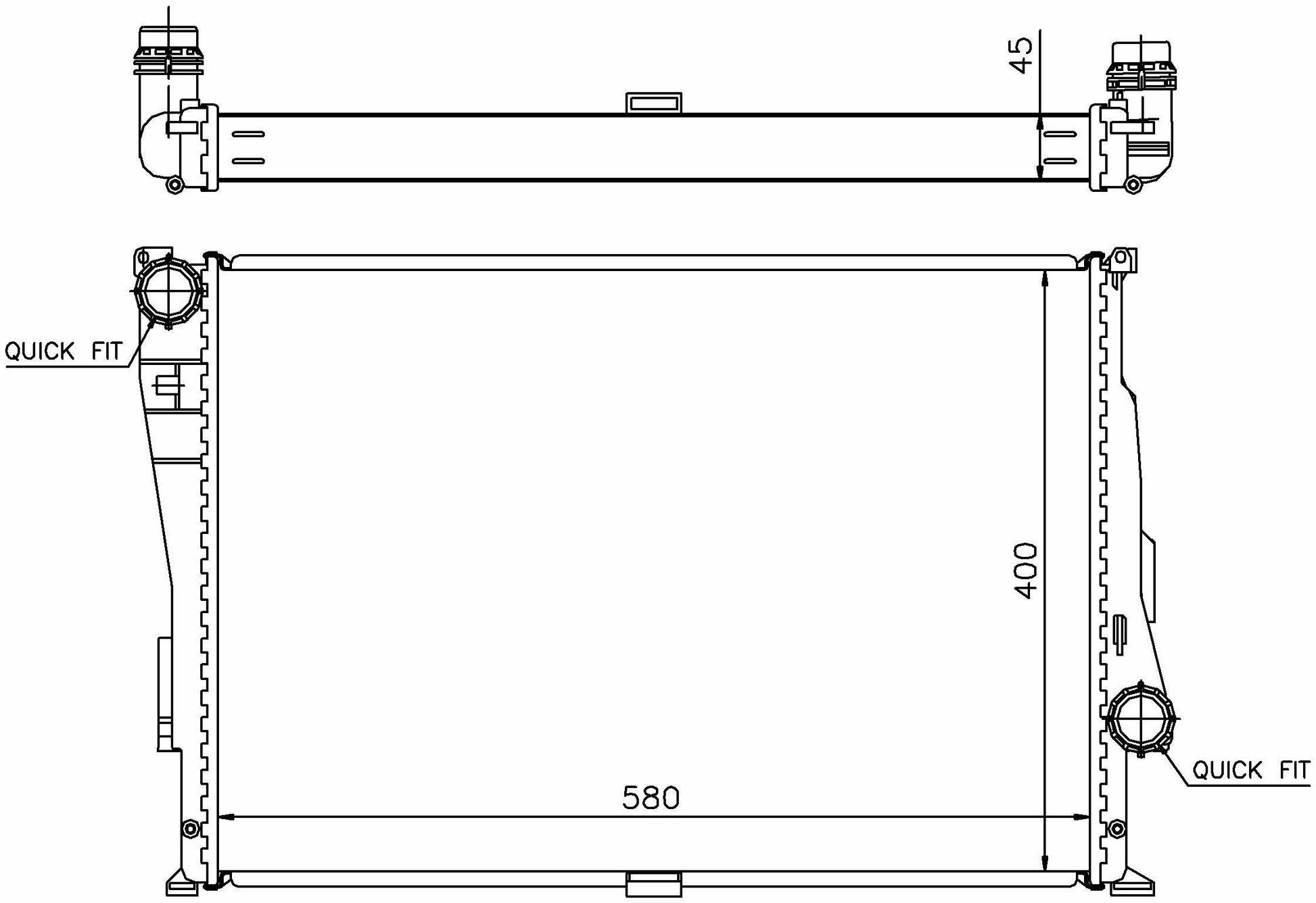 Angle View of Radiator NISSENS 60806