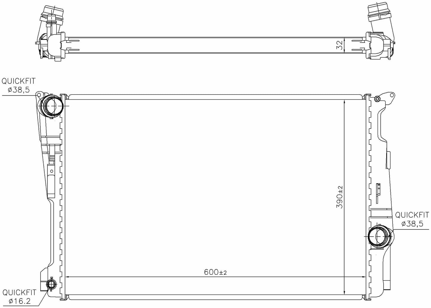 Angle View of Radiator NISSENS 60809