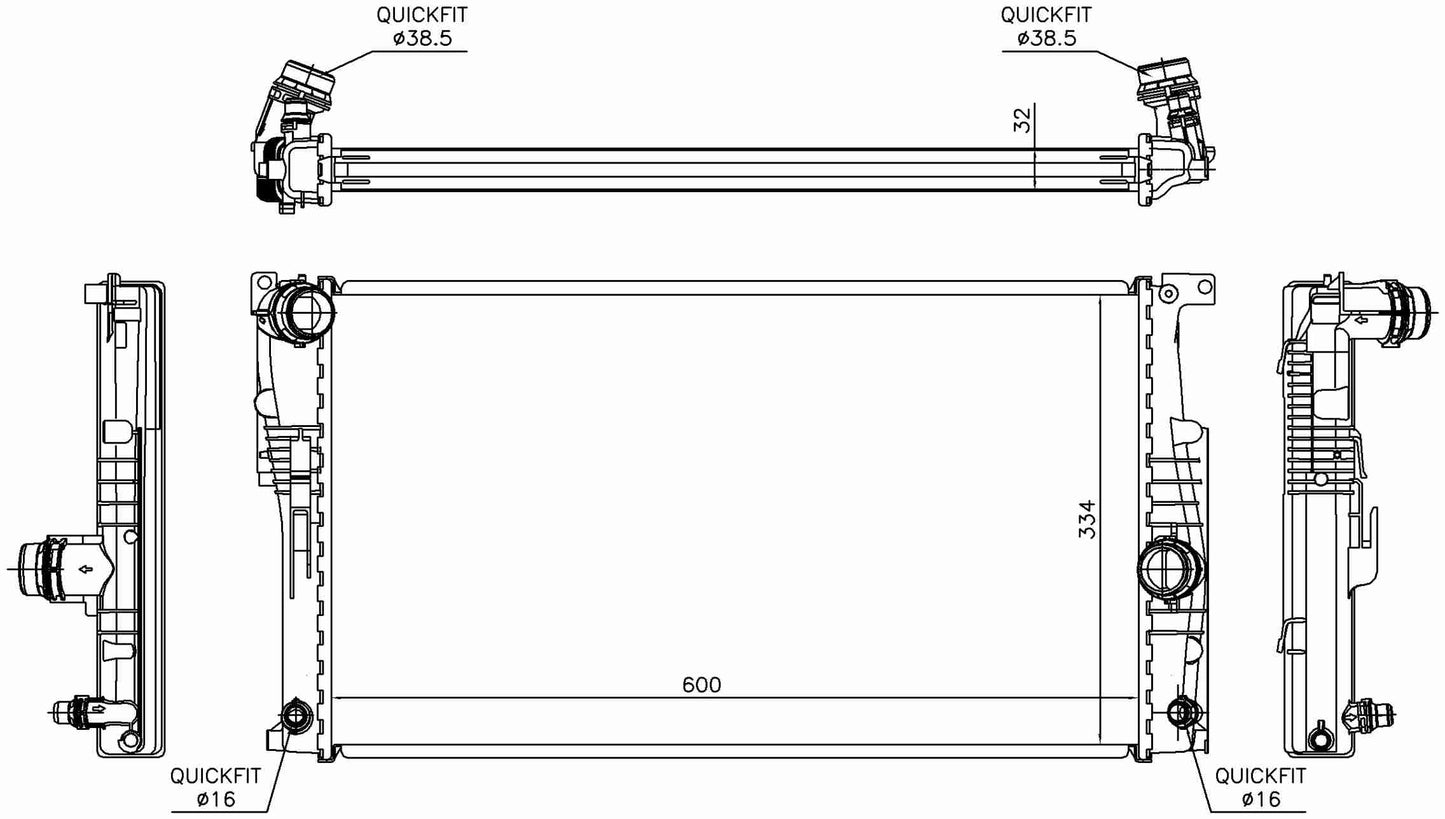 Angle View of Radiator NISSENS 60817