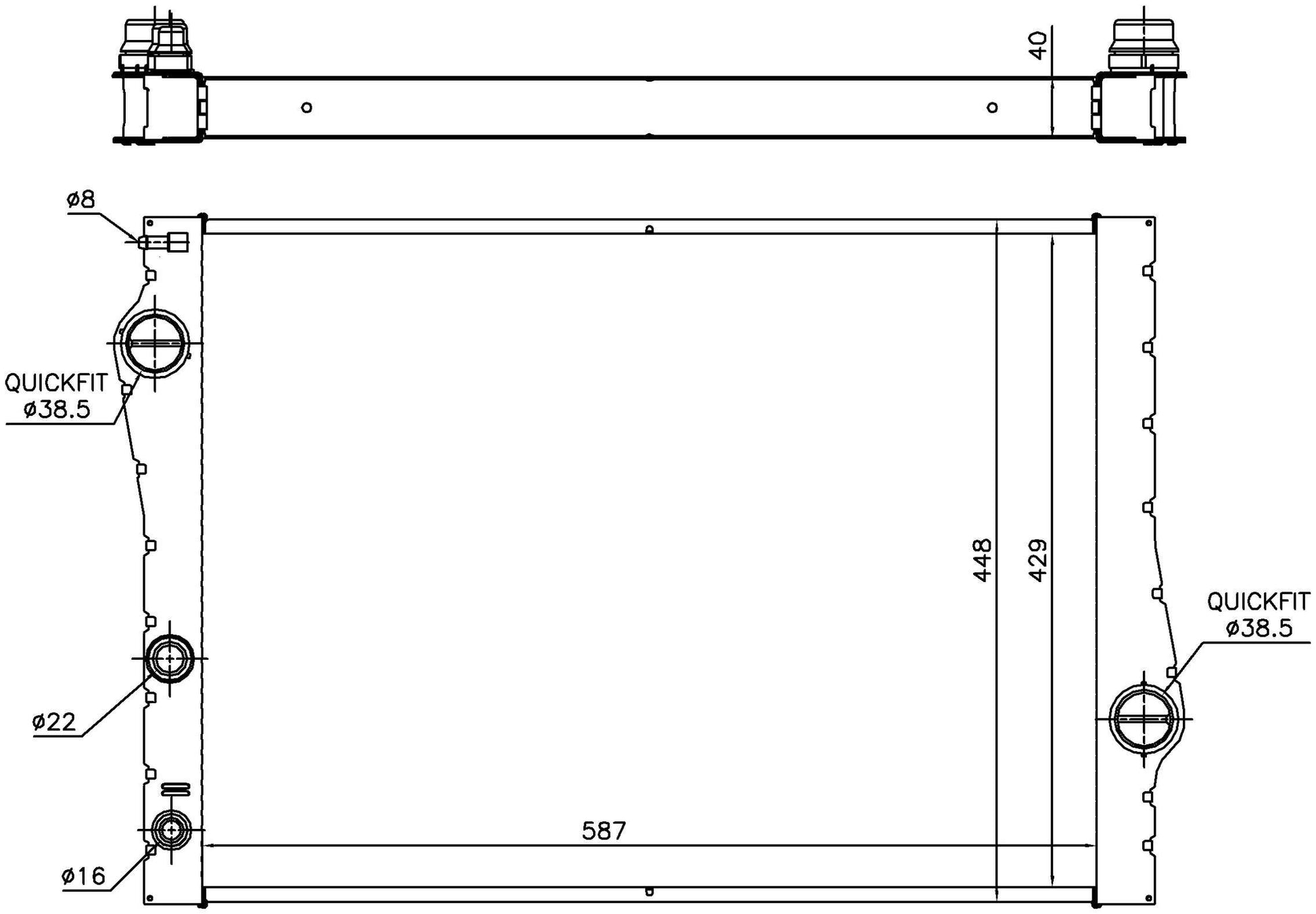 Angle View of Radiator NISSENS 60823