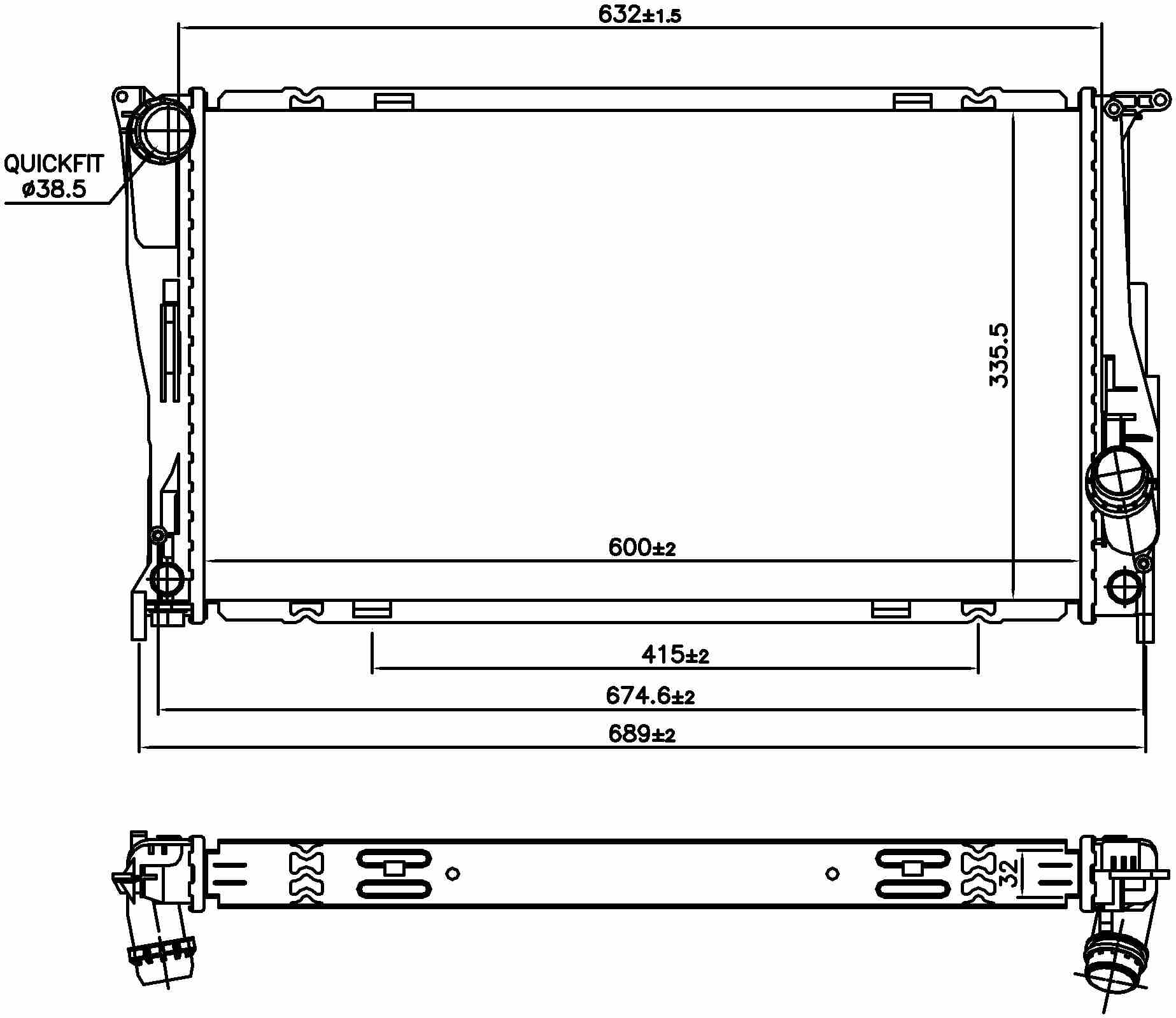 Angle View of Radiator NISSENS 60832