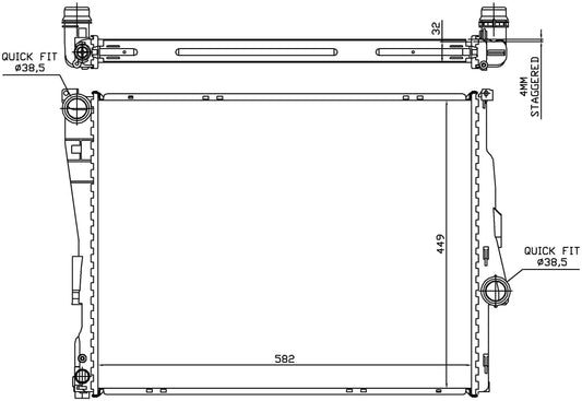 Angle View of Front Radiator NISSENS 60875